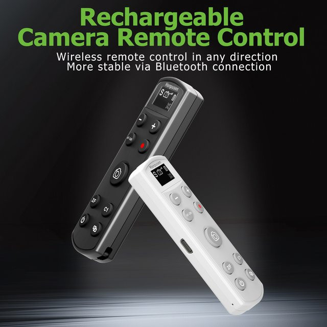 Hanpusen Kabellose Bluetooth-Fernbedienung mit OLED-Display und USB-C, wiederaufladbar, Schwarz, kompatibel mit Canon, Sony, Nikon und Fujifilm Kameras - Bild 1