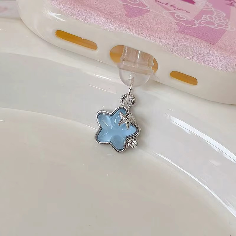 Diamant Stern Handy Staubschutz Stecker Anhänger in Pink für iPhone Samsung Huawei Xiaomi mit USB-C Anschluss - Bild 2