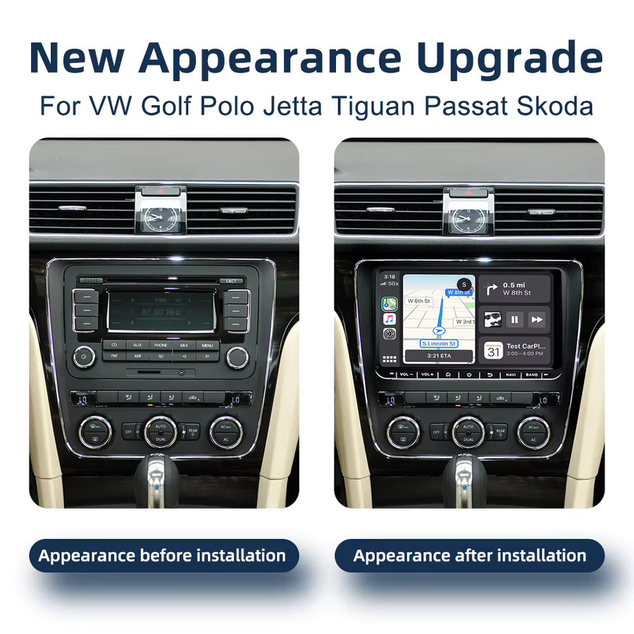 COOROAD Android 14.0 Autoradio mit 9 Zoll Display, CarPlay, 4G, WiFi, GPS und Bluetooth in Schwarz für Volkswagen Golf Polo Jetta Tiguan Passat sowie Seat Octavia - Bild 2
