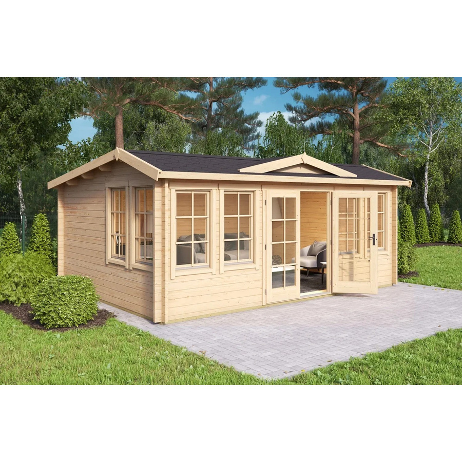 Lasita Blockbohlenhaus Balmoral Gartenhaus mit Satteldach in Braun, B/T/H: 530 x 380 x 239 cm - Bild 2