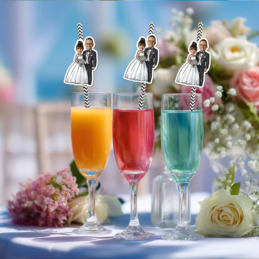 Hochzeitsdekoration Set mit Banner, Aufklebern und Kuchendekoration in Cyan und Mehrfarbig - Bild 5