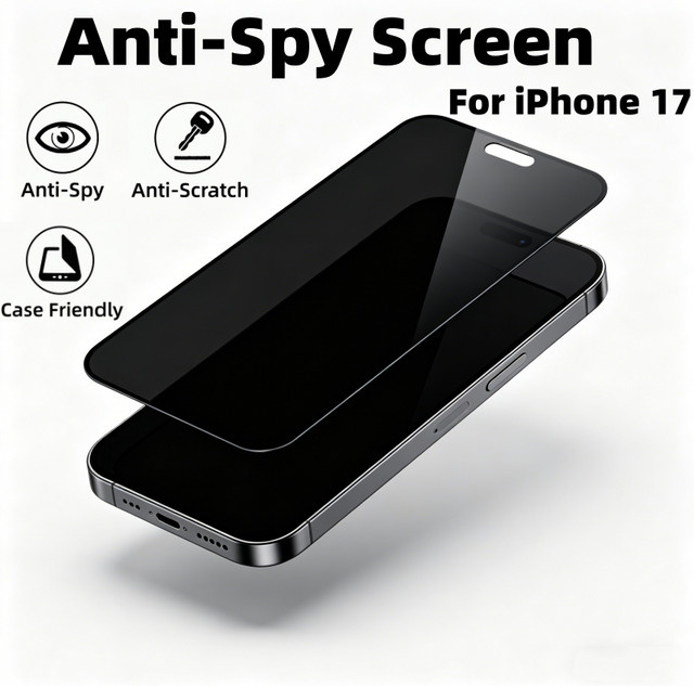 Apple iPhone 17 Sichtschutz Panzerglas mit Anti-Spy-Funktion und Staubschutz, transparent - Bild 1
