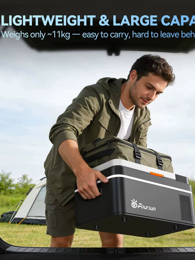Foursun Tragbare Auto-Kühlbox in Schwarz mit Fast Cool Funktion bis -20°C für Camping und Reisen, 21L oder 25L Volumen, 12/24V DC & AC 100-240V - Bild 6