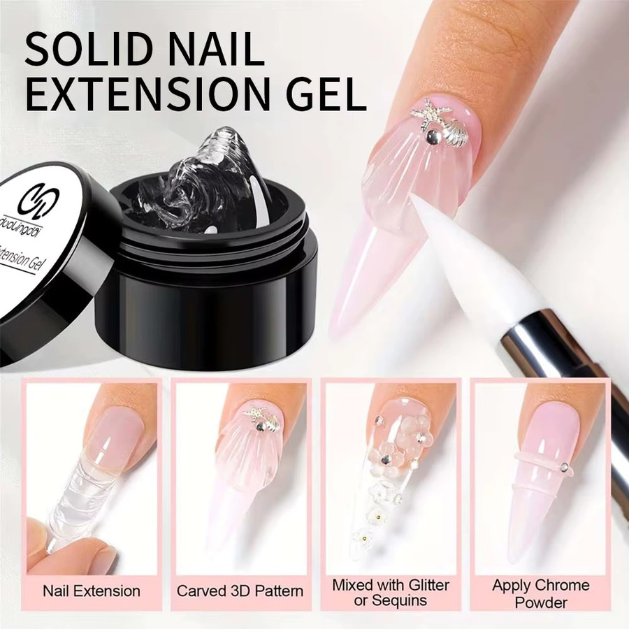 DUOLINGDAI Solid Builder Gel Set, Weiß, Rosa, Nude, Klar, 3 Stück - Bild 3