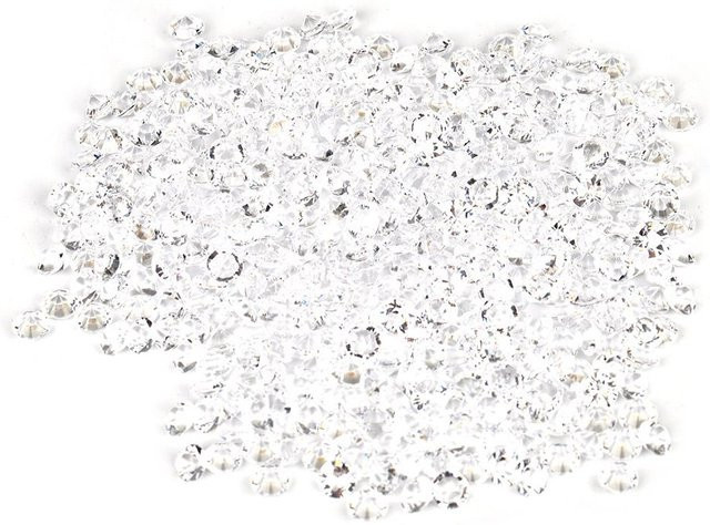 CosyHome Transparentes Hochzeitskonfetti aus Kunststoff in Weiß, 1000 Stück runde Funkelnde Edelsteine mit 6 mm Durchmesser - Bild 1