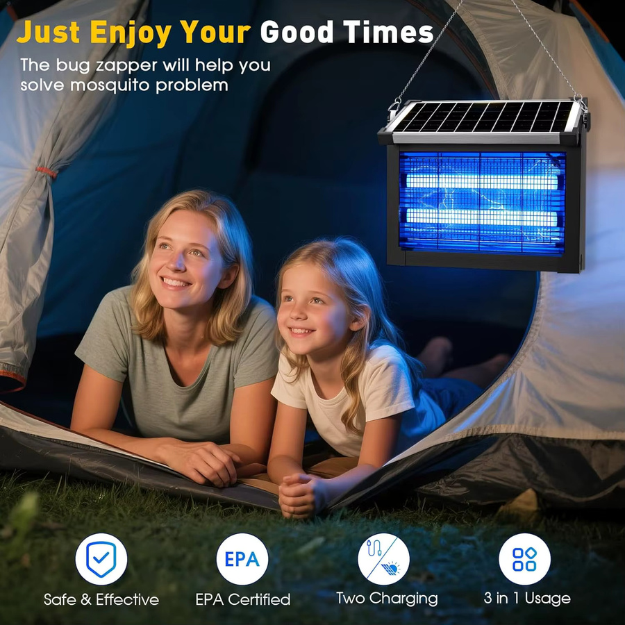 JOYINLED Solar Insektenvernichter Wasserdichte Mückenfalle für Garten, Terrasse und Camping in Schwarz - Bild 6