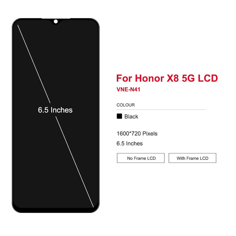 Honor x8 5g Ersatz-LCD-Display mit Touchscreen und Rahmen in Schwarz, 6.5 Zoll - Bild 2