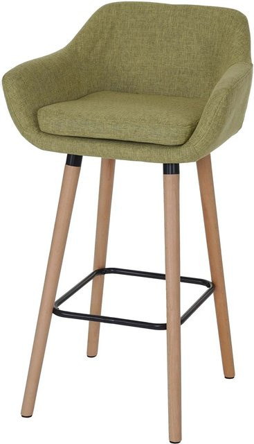 PROREGAL Barhocker Oslo mit Lehne in Hellgrün, skandinavischer Design-Tresenhocker aus Textil und Buchenholz, Sitzhöhe: 79 cm - Bild 1