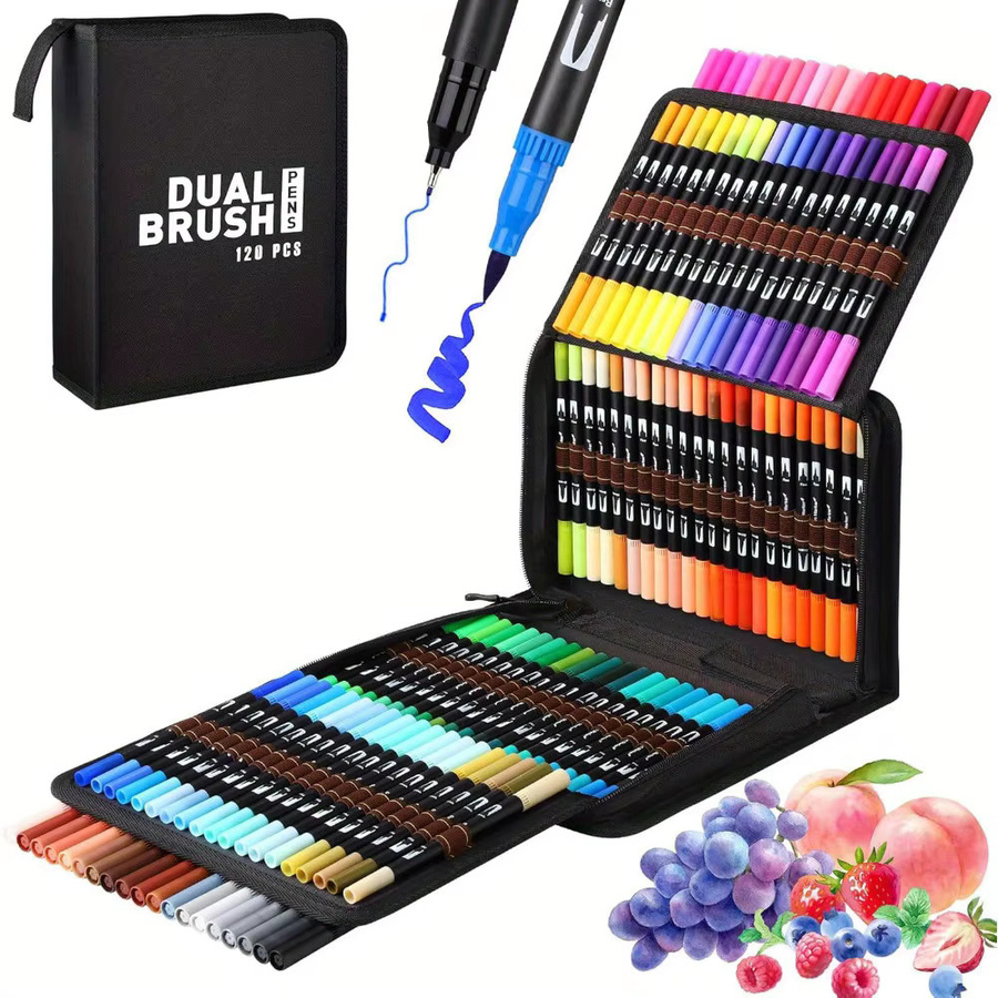 120 Farben Aquarellstift-Set mit zwei Spitzen in Multicolour für Schule und Büro zum Zeichnen und Skizzieren - Bild 7