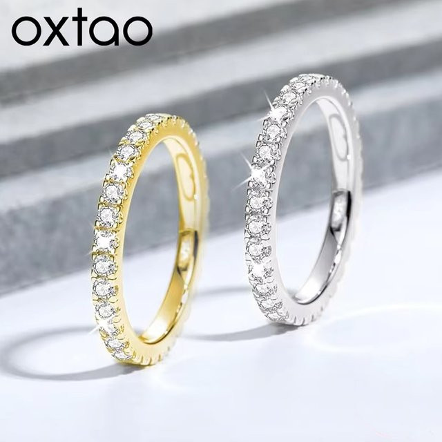 OXTAO Ewigkeitsring Moissanit, Gold, Unisex, 2 mm - Bild 1