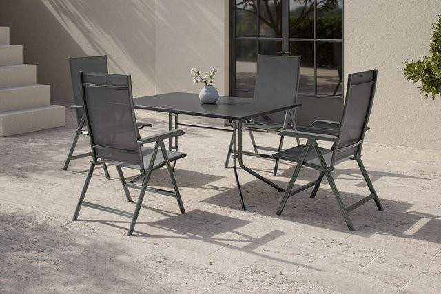 Kettler Boulevard Basic Plus Gartenessgruppe aus Aluminium in Anthrazit mit Klapptisch und 4 Klappstühlen - Bild 1