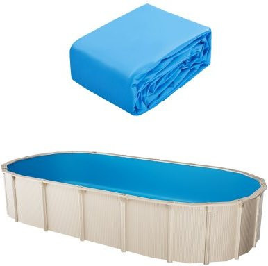 VEVOR Ovale Poolfolie aus Vinyl in Blau für oberirdische Pools, B/T/H: 610 x 375 x 147 cm - Bild 1