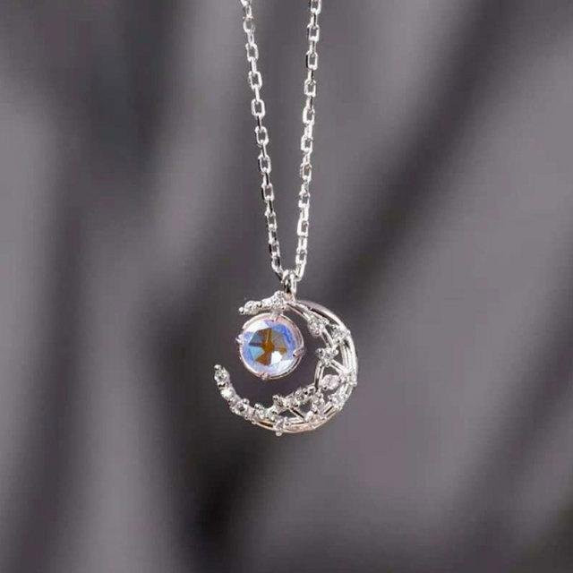 Halskette Crescent, Silber, Zirkonia, Damen - Bild 1