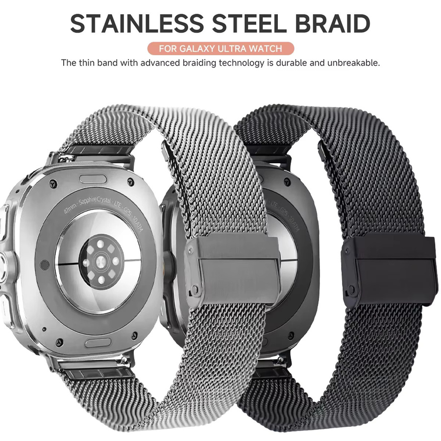 No Gaps Uhrenarmband Milanese, Edelstahl, Silber, Samsung Galaxy Watch 7 Ultra 47 mm, Unisex - Bild 3