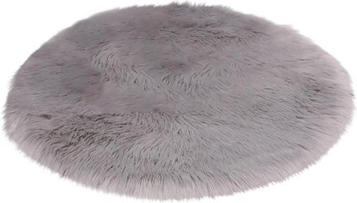 Runder flauschiger Teppich aus Kunstfell in Grau von NOALT Carpets, Durchmesser: 40 cm - Bild 1