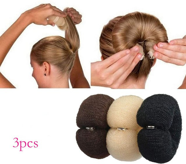 Haarknoten Maker Donut Bagel Haarwerkzeug für Damen, Schwarz/Braun/Beige - Bild 1