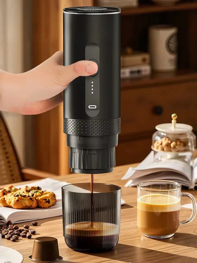 BALASHOV 2-in-1 kabellose elektrische Espressomaschine in Schwarz für Auto, Camping und Reisen zur Verwendung mit Kapseln und Pulver - Bild 7