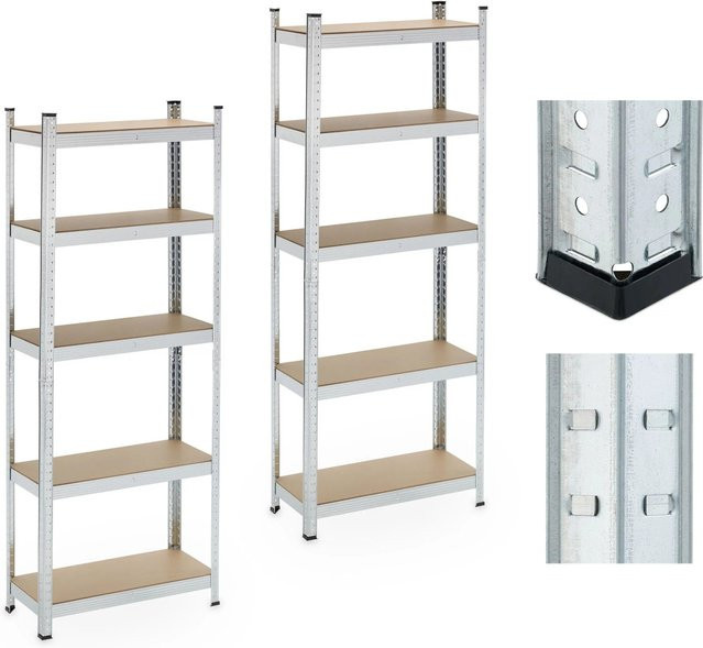 Relaxdays Schwerlastregal 2er Set aus Metall in Silber mit 5 Ebenen, Höhe: 180 cm, Breite: 70 cm, Tiefe: 30 cm - Bild 1