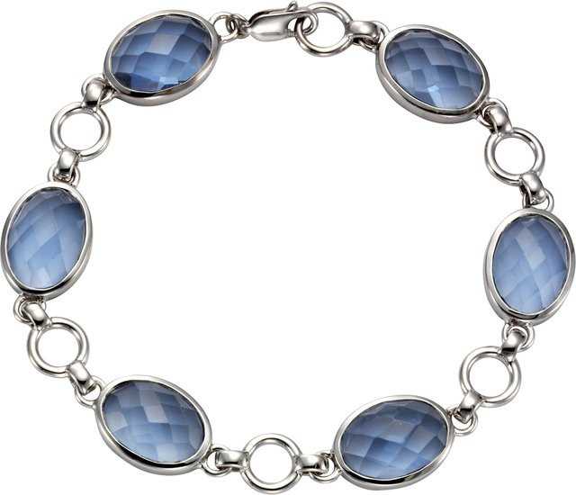 Jamelli Armband 925 Silber rhodiniert, Quarz blau, Unisex - Bild 1