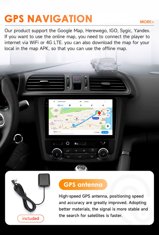 OSSURET Android Autoradio für Renault Kadjar mit QLED Bildschirm, GPS Navigation, Carplay und DSP, Schwarz - Bild 3