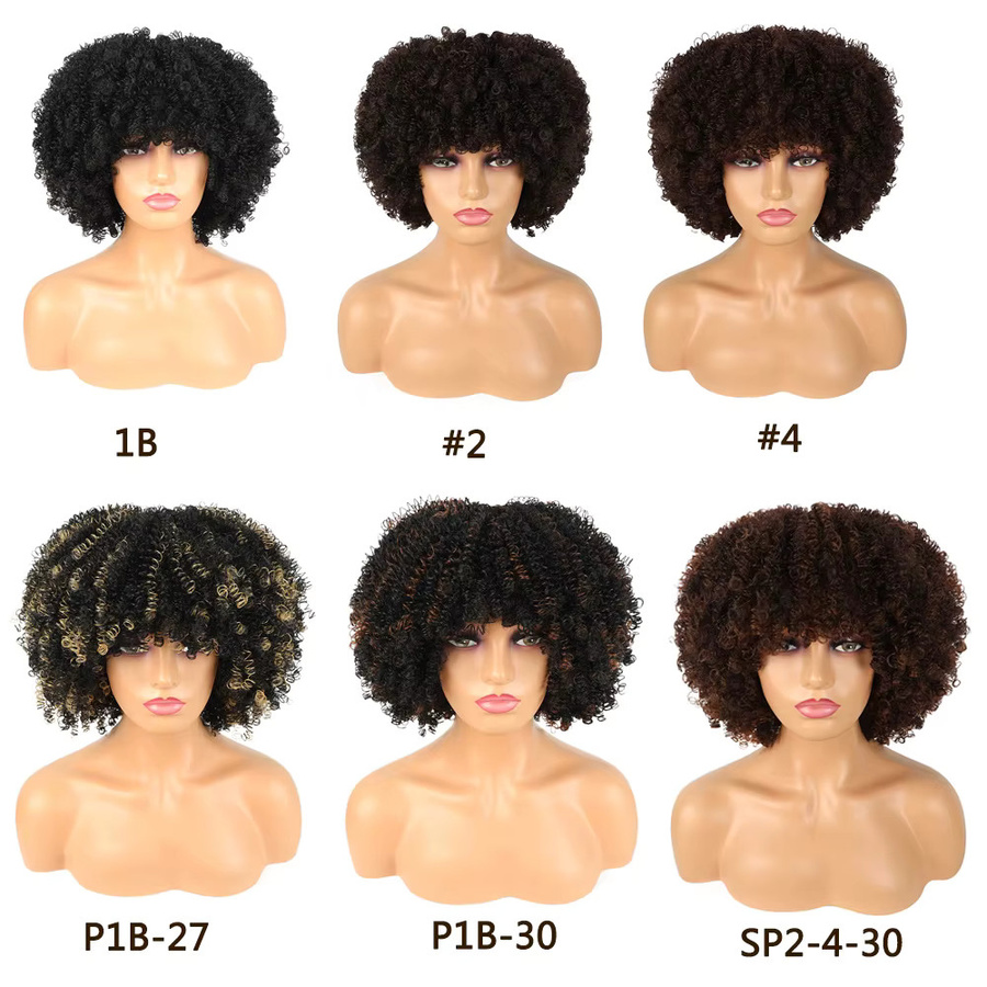 Booming Hair Synthetische kurze Afro-Perücke, lockig mit Pony, Damen - Bild 3