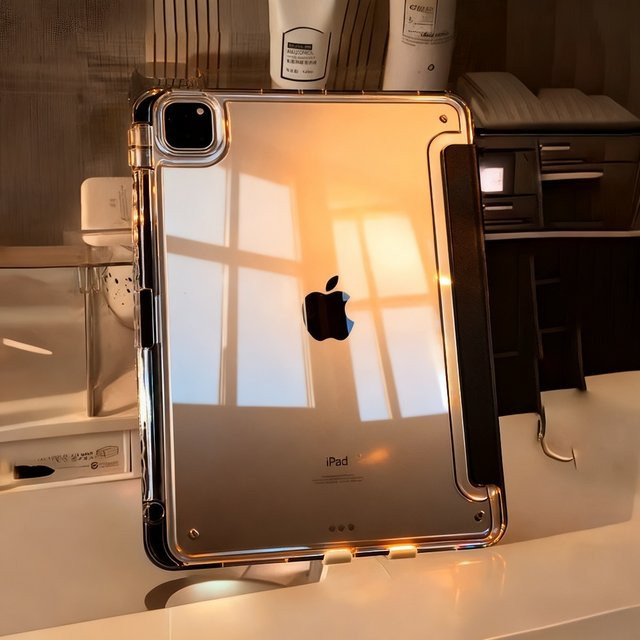 Schutzhülle für Apple iPad Pro M5 6. Generation 2025 und iPad Air M3 mit Stifthalter, Farbe: Transparent/Purple - Bild 1