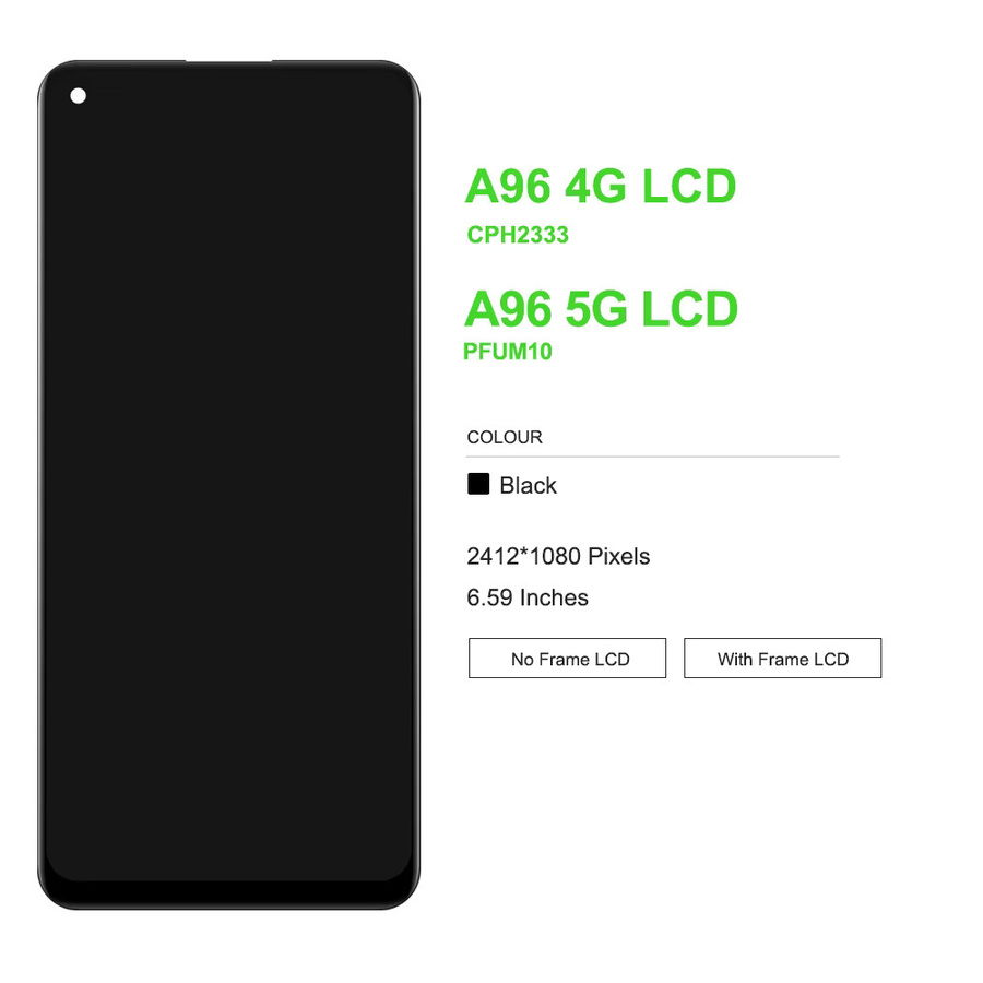 OPPO A96 4G CPH2333 LCD Display Touchscreen Digitizer Ersatz mit Rahmen in Schwarz für 6,59 Zoll Displays - Bild 2