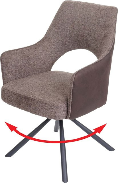 Drehbarer Esszimmerstuhl MCW-K30 aus Stoff in Braun-Dunkelbraun - Bild 1
