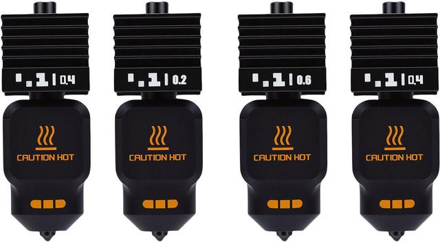 4er-Set Bambu Lab Hotend-Ersatzteile für P2S H2D H2S H2C A1 A1 Mini 3D-Drucker in Schwarz mit Düsen 0,2 mm, 0,4 mm und 0,6 mm - Bild 1