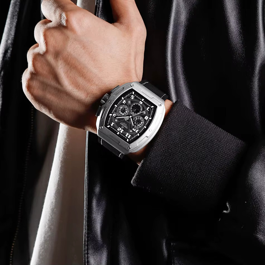 NAVIFORCE Chronograph, Quarz, Lederarmband, Schwarz, Herren - Bild 2