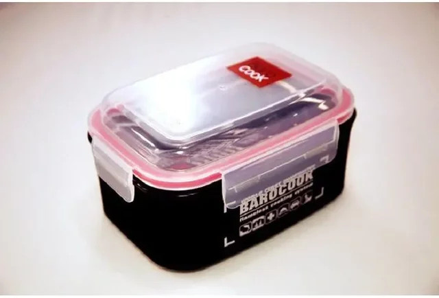 Selbstheizende rechteckige Lebensmittelaufbewahrungsbox von BaroCook in Schwarz oder Weiß aus Kunststoff - Bild 1