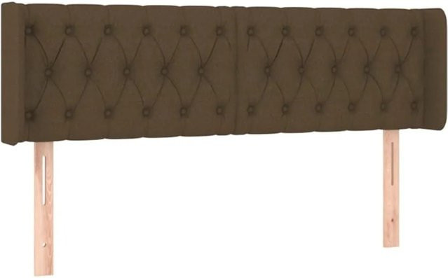 vidaXL Kopfteil mit Ohren in Dunkelbraun aus Stoff, B/T/H: 163 x 16 x 78/88 cm - Bild 1