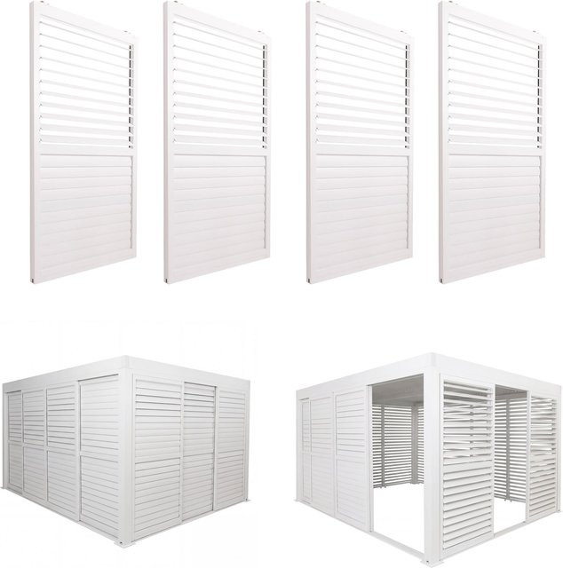 4er-Set MCW Aluminium Schiebetür für Pergola MCW-L46 Terrassenüberdachung Lamellenpaneel Modul in Weiß, Breite: 206 cm, Höhe: 369 cm - Bild 1