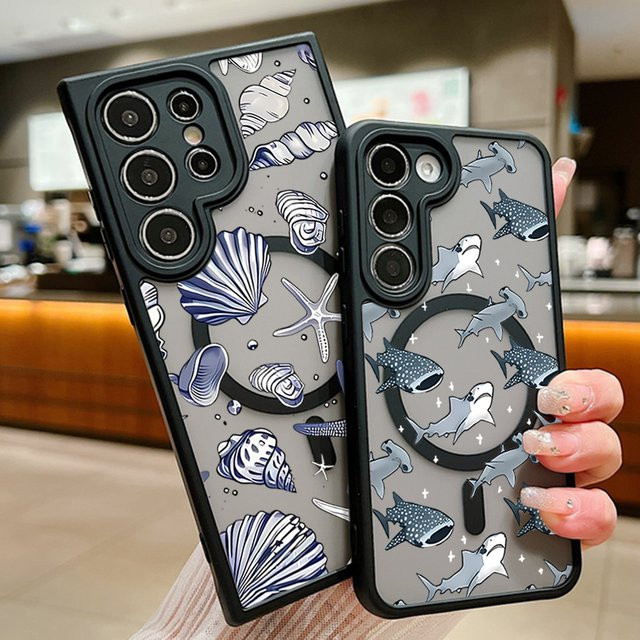 Magnetische Shark Shell Handyhülle für Samsung Galaxy S25 S24 S23 S22 Ultra und S24 FE mit MagSafe Kompatibilität, Mehrfarbig - Bild 1