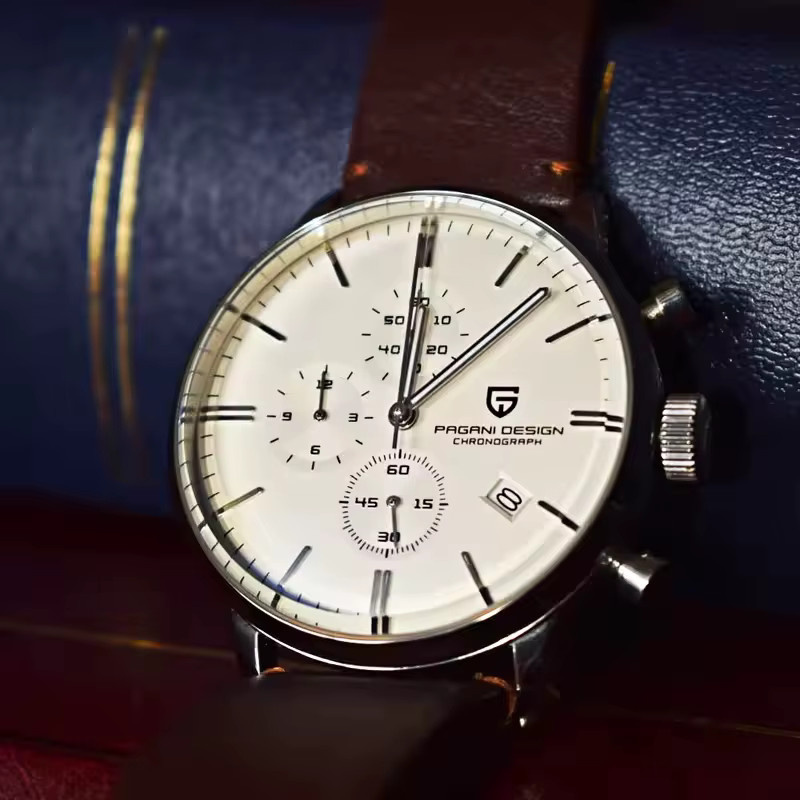 PAGANI DESIGN Chronograph, Quarz, Edelstahl, Leder, Herren - Bild 3