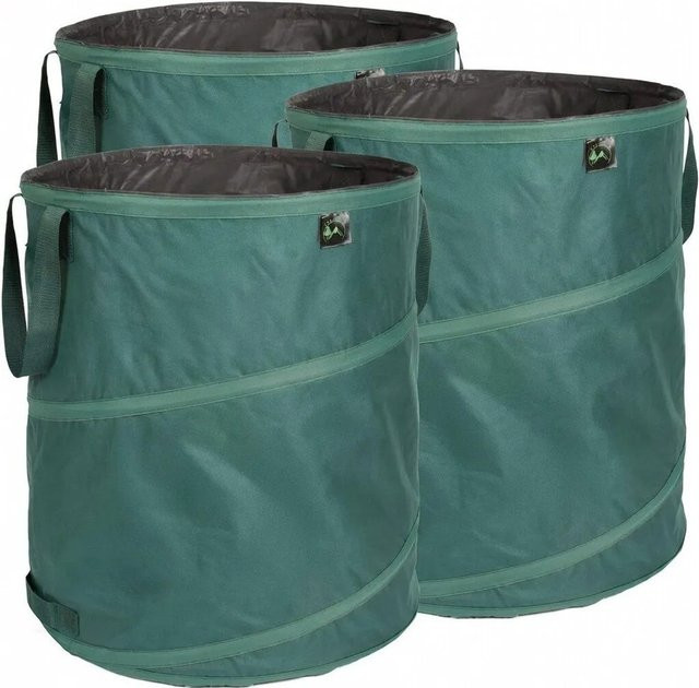TTL GARDEN Pop-Up Laubsack Premium 3er Set, Farbe Grün, 160L, selbststehend und faltbar für Laub, Gras und Gartenabfall - Bild 1