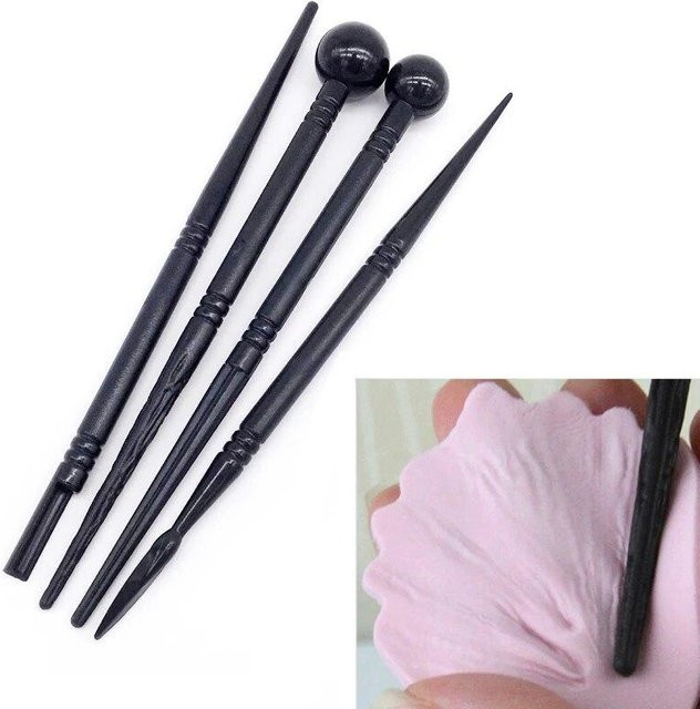 SEEQS 4-teiliges Set Kuchenmodellierwerkzeuge für Fondant und Backdekor in Grau und Schwarz - Bild 1