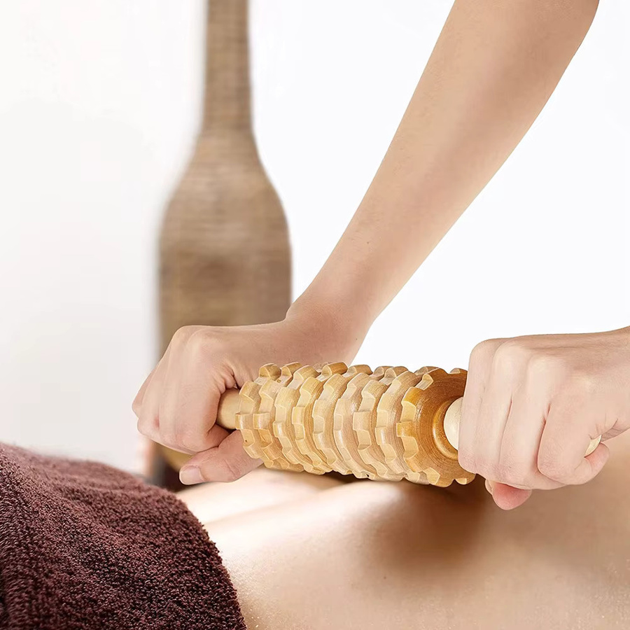 STAWHO Rückenmassage-Rollenseil aus Holz, 9-Rad-Massagegerät - Bild 2
