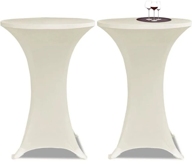 DELUKE 2er Set Stretch-Stehtischhussen AMAU in Cremefarben, elastische Tischdecken für runde Stehtische mit Durchmesser: 80 cm - Bild 1