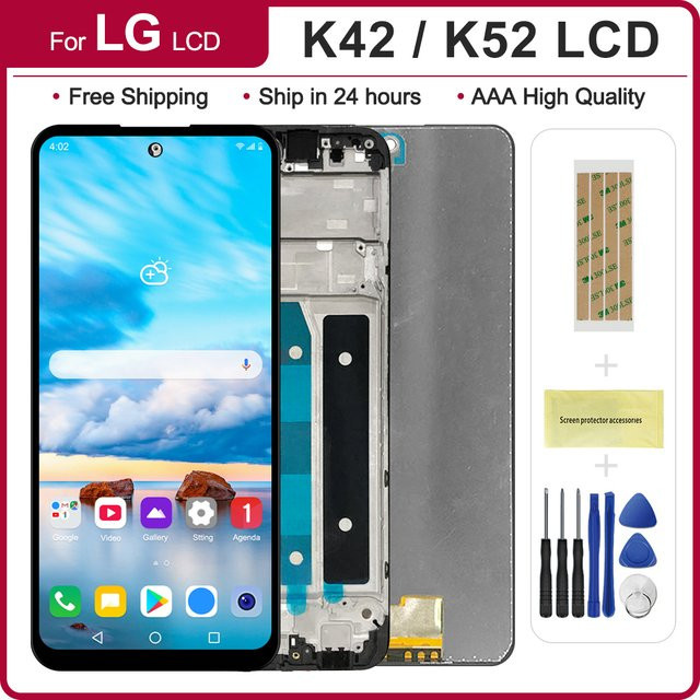 LG K42 LMK420 und K52 LMK520 Ersatz Display Touch Screen mit Rahmen in Schwarz 6,6 Zoll - Bild 1