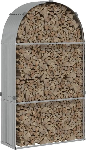 vidaXL Kaminholzunterstand aus verzinktem Stahl in Silber, B/T/H: 120 x 45 x 210 cm - Bild 1