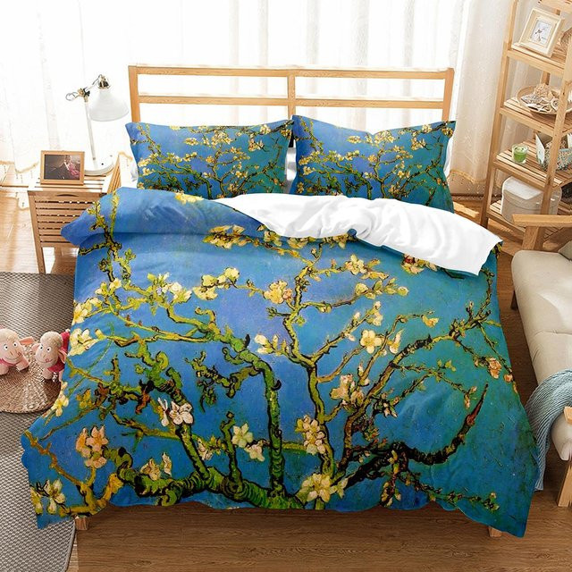 Van Gogh Ölgemälde Bettwäsche-Set mit Kunstmalerei Muster aus Polyester, 3-teilig, Breite: 260 cm, Länge: 220 cm - Bild 1