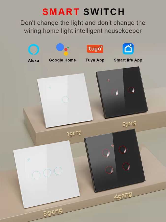 Chevolink Tuya Smart Touch Wandschalter mit LED-Hintergrundbeleuchtung und Lichtsensor, Weiß, kompatibel mit Alexa und Smart Life - Bild 7