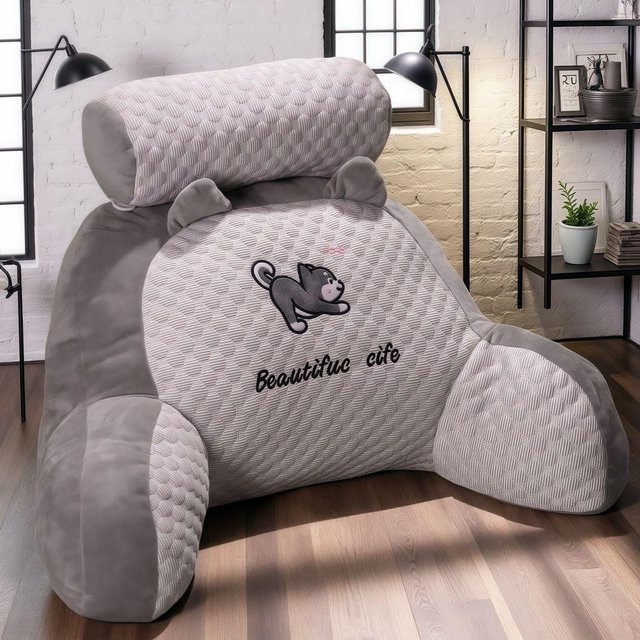 Ergonomisches Homtale Lesekissen in Grau/Silber, verstellbares Keilkissen mit atmungsaktivem und abnehmbarem Bezug für Bett, Sofa oder Boden - Bild 1