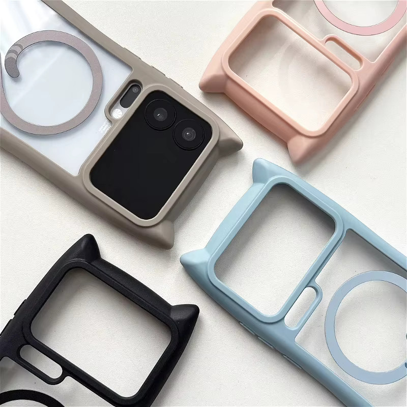 Xiaomi Handyhülle mit 3D Katzenohren und Magnetfunktion, transparente TPU Stoßfeste Schutzhülle für Xiaomi 17 Pro Max, 15, 14 Pro, 15 Ultra und 14 Ultra - Bild 2