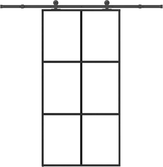 vidaXL Schiebetür mit Beschlag aus ESG-Glas und Aluminium, Farbe Schwarz/Transparent, B: 102 cm, H: 205 cm - Bild 1