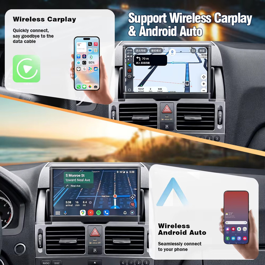 AUTOTOP Drahtloser Apple CarPlay und Android Auto Decoder für Mercedes Benz C E GLK SLK Klasse NTG 4.0 Nachrüstkit mit GPS und Mirror Link - Bild 2