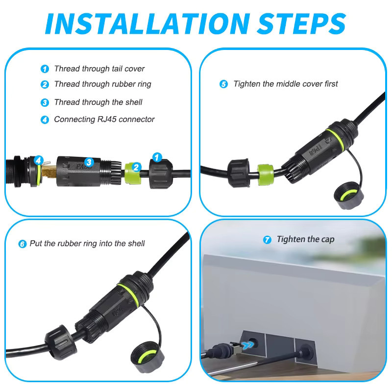 Starlink Ethernet Adapter Gen 3 und Mini RJ45 Kabelverlängerung IP68 wasserdicht Schwarz - Bild 5