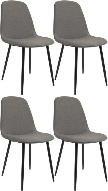 4er Set Esszimmerstühle DELUKE RAZON in Hellgrau mit Stoffbezug und Metallgestell, B/T/H: 45 x 54 x 88 cm - Bild 1