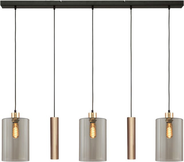 Masterlight Ortona 3/2 Pendelleuchte 5-flammig in Gold matt mit transparenten Glaszylindern - Bild 1